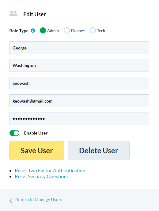 Edit a user form